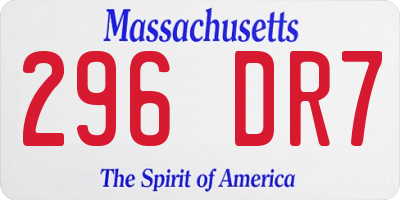 MA license plate 296DR7