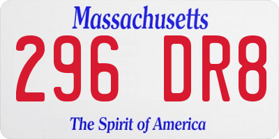 MA license plate 296DR8