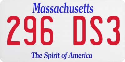 MA license plate 296DS3