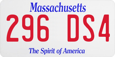 MA license plate 296DS4