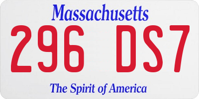MA license plate 296DS7