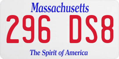 MA license plate 296DS8
