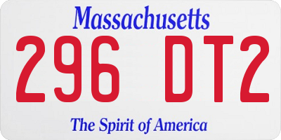 MA license plate 296DT2