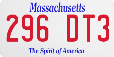 MA license plate 296DT3