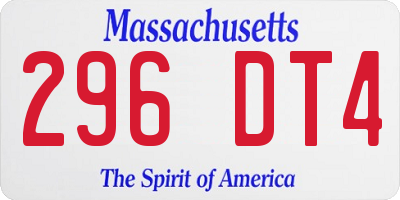 MA license plate 296DT4