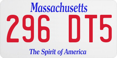 MA license plate 296DT5