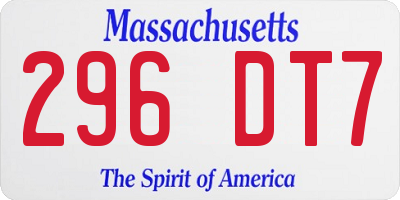 MA license plate 296DT7