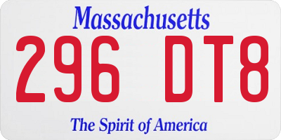 MA license plate 296DT8
