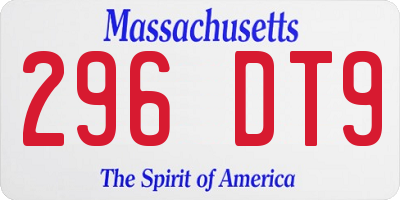 MA license plate 296DT9