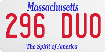 MA license plate 296DU0