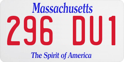 MA license plate 296DU1