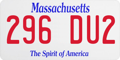 MA license plate 296DU2