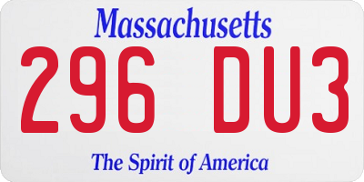 MA license plate 296DU3