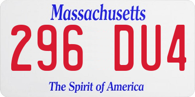 MA license plate 296DU4