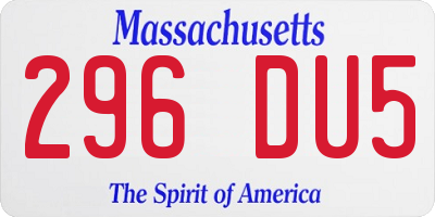 MA license plate 296DU5