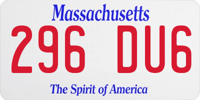MA license plate 296DU6