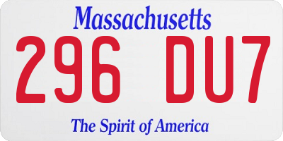 MA license plate 296DU7