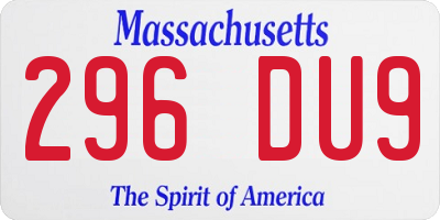 MA license plate 296DU9