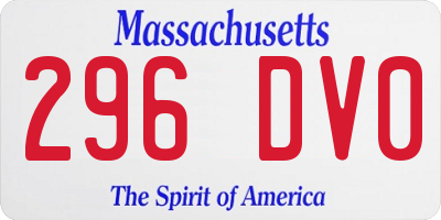 MA license plate 296DV0