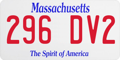 MA license plate 296DV2