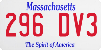 MA license plate 296DV3