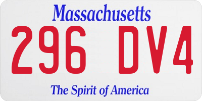 MA license plate 296DV4