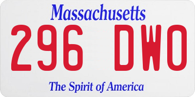 MA license plate 296DW0
