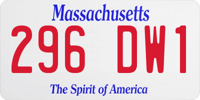MA license plate 296DW1