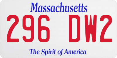 MA license plate 296DW2