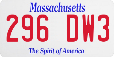 MA license plate 296DW3