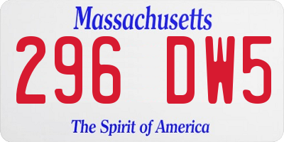 MA license plate 296DW5