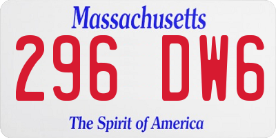 MA license plate 296DW6