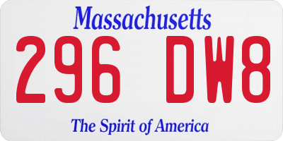 MA license plate 296DW8