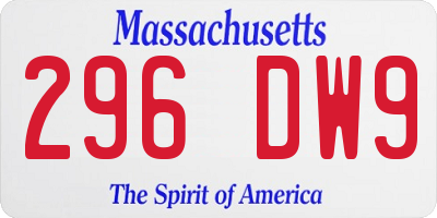 MA license plate 296DW9