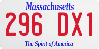 MA license plate 296DX1