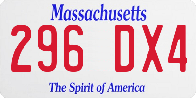 MA license plate 296DX4