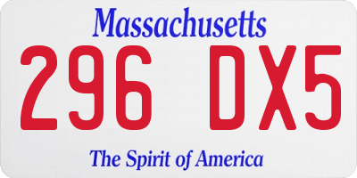 MA license plate 296DX5