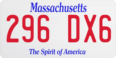 MA license plate 296DX6