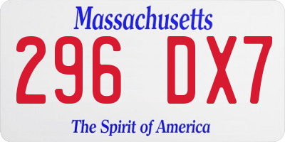 MA license plate 296DX7
