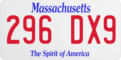 MA license plate 296DX9