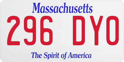 MA license plate 296DY0