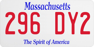 MA license plate 296DY2