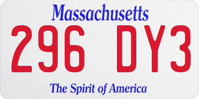 MA license plate 296DY3