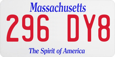 MA license plate 296DY8