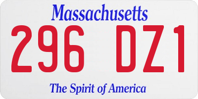 MA license plate 296DZ1