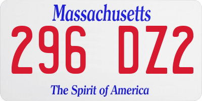 MA license plate 296DZ2