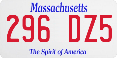 MA license plate 296DZ5