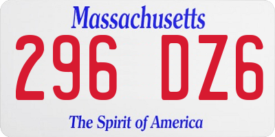 MA license plate 296DZ6
