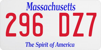 MA license plate 296DZ7