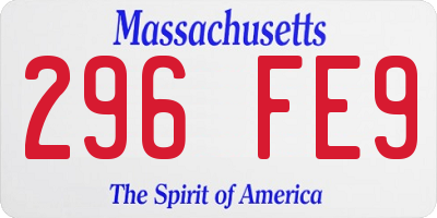 MA license plate 296FE9